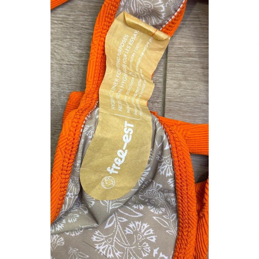 NEW FREE PEOPLE FREE-EST ORANGE TEXTURED THE PAMELA ONE PIECE SWIMSUIT SZ M